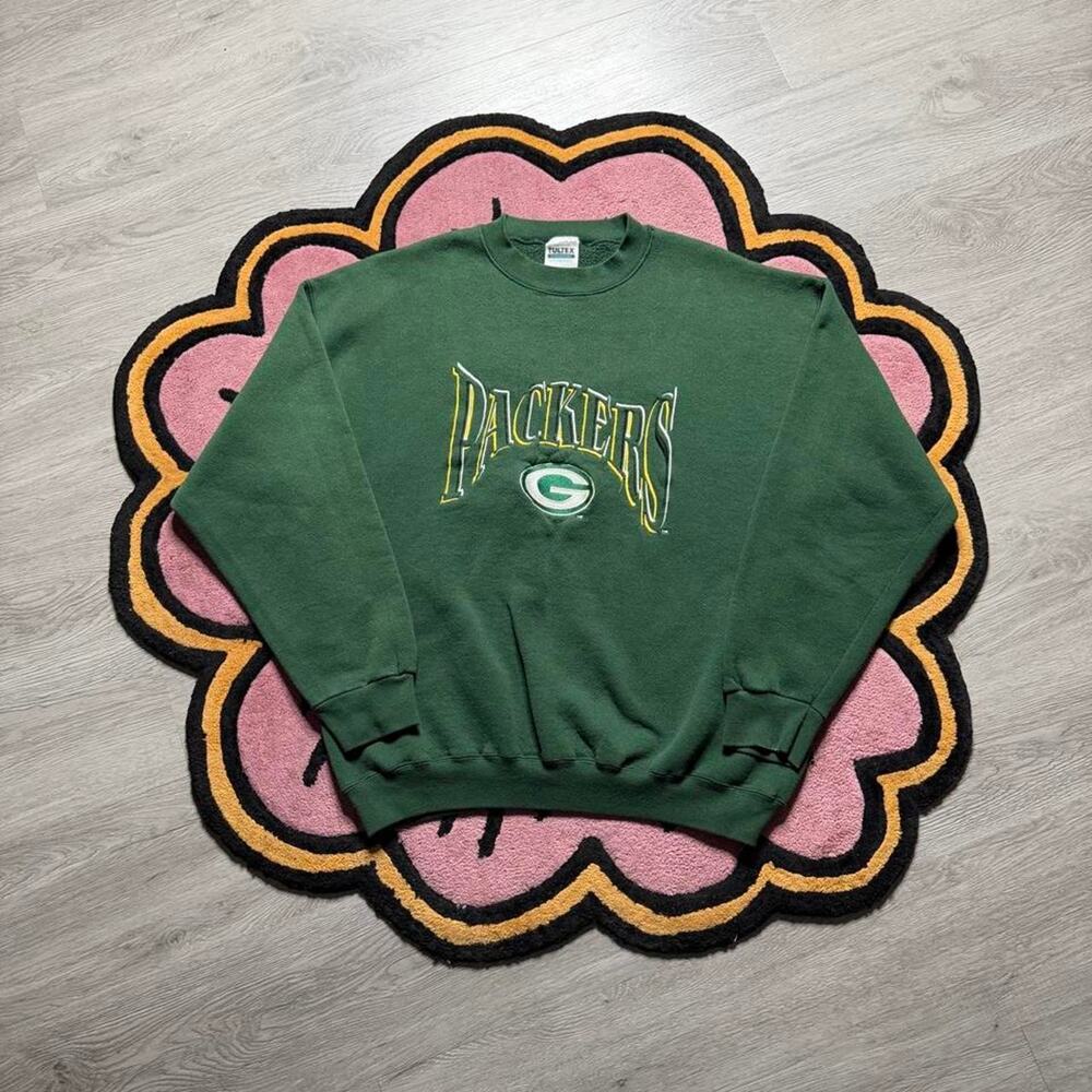 Vintage 90’s Green Bay Packers Embroidered Logo Crewneck Sweatshirt XL Green